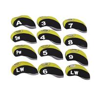 12PCS Golf Club Head Covers, Neoprene Scratch Proof Golf Club Head Protector Set, Numbered Club Headcovers for Driver, Fairway Woods and Hybrids (Black Yellow)