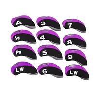 12PCS Golf Covers, Golf Club Head Covers, Number Print Golf Club Irons Covers, Neoprene Golf Club Head Protector, Fits Drivers, Utility, Rescue, Fairway Clubs, for Outdoor (Black Purple)