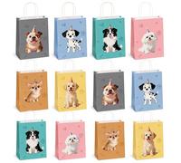 12PCS Goodie Bags, Colorful Gifts Bag Medium with 6 Different Dog Patterns, Dog Themed Party Bag for Animal Themed Parties, Birthday Parties, Baby Showers