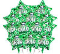 12Pcs Graduation Balloons - 18Inch Green Star Balloons for Graduation Decorations Class of 2026 - Congrats Grad Balloons for Graduation Party Decorations Supplies - Congrats Grad Decorations