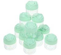 12pcs Green 20g Plastic Cosmetic Jar with Rose Flower Lid for Creams