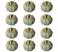 12Pcs Green Autumn Artificial Pumpkins Set,Bulk Decoration Faux Harvest Pumpkin Fake Mini Foam Pumpkins,Halloween Pumpkin Decoration for Crafts Fall Wedding Halloween Party Decor Home Decoration