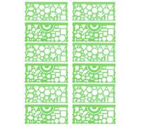 12pcs Green PP Drawing Template for Blueprints and Drafting Use | Compact Storage, Lightweight Portable Toolkit, for Designers, Art Teachers, Notebook Journaling