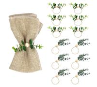 12pcs Greenery Napkin Rings - 2 Styles Green Leaf Faux Eucalyptus Napkin Rings Holders for Spring, Weddings, Christmas & Easter
