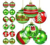 12PCS Grinch Christmas Decorations, 6 CM Grinch Christmas Tree Baubles, Glittering Bauble Ornaments, Shatterproof Xmas Hanging Balls for Xmas Tree Home Office Party Decor