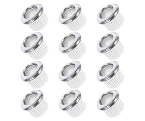 12pcs Guitar Peg Adapter Ferrules 8mm X 6mm Metal Bushings | Ring Shape, Silver Finish, Stable Placement and Noise Reduction, for Violin and Viola Tuning Posts