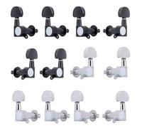 12PCS Guitar Sealed Tuning Pegs, Guitar Tuners String Sealed Tuning Key Pegs, Electric Guitar Sealed Tuners Tuning Keys Pegs, Machine Heads Set For Fender Stratocaster Telecaster (Black/Silver/Alloy)
