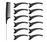 12PCS Hair Clips For Styling With 1PCS Professional Anti-Static Metal Tail Comb, Durable Hair Clips For Women And Girls, Hairdressing Salon Sectioning Tool Set For Daily Use