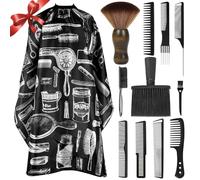 12PCS Hair Cutting Comb Set - Barber Combs for Men & Stylists - Barber Cape with Adjustable Neck Size & Neck Duster Brush