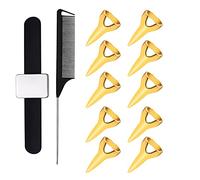 12Pcs Hair Sectioning For Braiding Sectioning Curling And Quick Installation Of Human Hair Extensions (Gold/Silver)