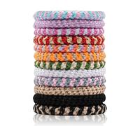 12Pcs Hair Tie,Colorful Braided Hair Bobbles,Elastic Hair Ties No Damage,Soft Hair Bobbles For Girls,Hair Styling Accessories,Bracelets Ties,For Thick Hair Women Girls Thin/Thick/Medium/Long Hair