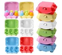 12Pcs Half Dozen Egg Cartons,Natural Pulp Paper Cartons Cheap Bulk,Colored Egg Cartons 6 Count,Reusable Cardboard Eggs Carton for Easter Toy,Gifts,Crafts