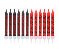 12pcs Halloween Birthday Candles, Spooky Red & Black Vertical Candle with Ghost Skull Spide Bat Spide Web Halloween Cake Short Thin Taper Decorations for Home Table Haunted House Party Supplies