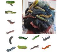 12Pcs Halloween Caterpillar Hair Clips Hand Painted Reptile Hair Clip Headpiece Spooky Halloween Party Hair Accessories Fun 3D Bug Duckbill Clips