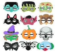 12pcs Halloween Masks Cartoon Felt Mask Masquerade Cosplay Mask for Kids Halloween Birthday Party Favors