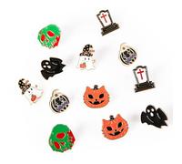12pcs Halloween Pins, Horror Monster Ghost Pumpkin Black Cat Tombstone Zinc Alloy Enamel Pins Spooky Brooches Lapel Pins Accessories for Women Men Backpack Jacket Clothes
