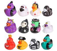 12pcs Halloween Rubber Ducks, 2 Inch Halloween Themed Rubber Ducks Colorful Rubber Duck Bath Toy Funny Duck Toys for Bath Halloween Party Decoration