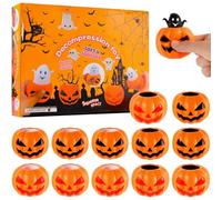 12Pcs Halloween Toys Ghost Pumpkin Squeeze Ball 2.4x2" Small Washable Relieve Stress Toy Pumpkin Stress Ball Halloween Party Favors Gifts for Kids, Girls, Boys