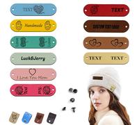 12Pcs Handmade Labels, Custom Name Tags for Clothes Hand Made with Love Labels Leather Tags for Handmade Item, Crochet and Knits Personalised Label with Rivet (Style C)