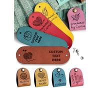 12PCS Handmade Labels, Hand Made with Love Labels, Custom Name Labels for Clothes, Leather Tags for Handmade Items and Knits Projects Personalised Labels with Rivet (B2.5 * 0.8)