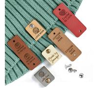 12PCS Handmade Labels With Love, Custom Name Tags for Clothes, Leather Personalised Labels With Rivet for Handmade Items and Knits Projects (A2.5 * 0.8)