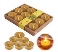 12PCS Handmade Natural Beeswax Candles, Beeswax Candles, 100% Pure Bees Wax Tea Light Candles UK, 2 Hour Burning Time Bees Wax Candle for Relaxation, Ecofriendly, Non-Toxic, Allergen Safe