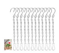 12PCS Hanging Basket Chains, 24cm/9.5inch Metal Heavy Duty Plant Chain Hangers with S Hook Clips Decorative Hanger for Outdoor Bird Feeders Cage Wind Planters Chimes Lanterns Party Ornaments (Silver)