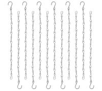 12Pcs Hanging Chains, 25CM Hanging Basket Chains with S Type Hook+ Clip, Planter Hanger Metal Chain for Bird Feeder Wind Chime Lantern Billboard Chalkboard Indoor Outdoor Decorative Ornament Silver