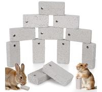 12PCS Hanging Rabbit Lava Blocks - RAINFLOW Mineral Calcium Grinding Stone for Bunny Hamster Chinchilla, Teeth Grinding Chew Toy for Guinea Pig, Gerbil, Rodent Cage, Small Animal Pet Lava Bites