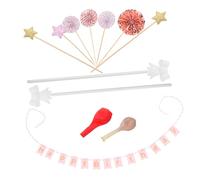 12Pcs Happy Birthday Toppers with Glitter Stars Confetti Balloons Fans for Elegant Cake Decor at Birthday Parties