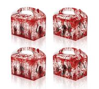 12pcs Happy Halloween Day Party Favors Treat Boxes Halloween Bloody Cardboard Gift Goodies Candy Boxes for Murder Bloody Theme Scary Party Favors Birthday Party Favor Supplies