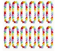 12Pcs Hawaiian Garland - Hawaiian Fancy Dress Flower Garland Necklace, Luau Aloha Flower Lei for Beach Party Decorations for Adults Kids