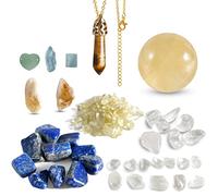 12Pcs Healing Crystal Set of White Crystal Raw Stone Tiger Eye Crystal Pendulum Citrine Crystal Ball Love Pocekt Stone for Reiki Chakra Energy Meditation Spirit Decoration