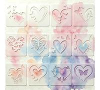 12PCS Heart and Butterfly Paint Stencils, Stencils for Crafts Reusable | Heart and Butterfly Designs for DIY Art, Wall Stencils for Painting and Craft Stencils for Wood, Canvas, Paper and Home Decor