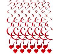 12PCS Heart Hanging Swirls Decorations for Valentine's Day Birthday Anniversary Wedding Single Party Bridal Shower Anniversary red Swirl Ornaments