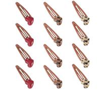 12pcs Heart Shape Leopard Print Snap Hair Clips for Girls Women