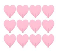 12Pcs Heart Shape Stainless Steel Self- Adhesive Wall Hooks, Wall Mounted Towel Coat Hook, Heavy Duty No Drilling Sticker Hanger for Scarf, Towel, Key, Cap, Hat (Pink), 4X4.5X1.7cm