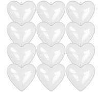 12pcs Heart Shaped Christmas Ornament Balls Ps Fillable Hanging Decor