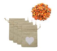 12pcs Heart Shaped Fabric Drawstring Candy Bag 10x14cm Wedding