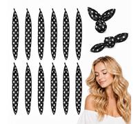 12PCS Heatless Curlers & Hair Rollers for Short hair;Overnight Blowout Rods to Sleep in, Soft Foam Sponge Polka Dot Black DIY No Heat Hair Curlers Overnight Styling Tools for Voluminous Natural Curls.