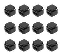 12pcs Heavy Duty Cord Locks, Double Hole Metal Press Fastener End Stopper Toggles Slider Draw String Clip for Lanyard Paracord Pants Hats Shoelaces Drawstrings (Black)