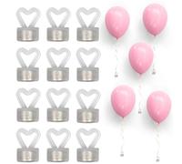 12Pcs Helium Balloon Weights and Ribbon, Helium Gas for Balloons Heart Type Magnetism Balloons Holder, Fixed Weight and Ribbons for Balloon for Party Decoration Wedding Birthday Christmas Halloween
