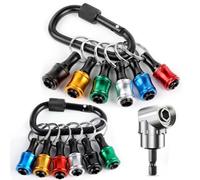 12Pcs Hex Shank Screwdriver Bit Holder, 1/4 in Drill Bits Holder Keychain with 105-Degree Right Angle Drill, Portable Drill Bit Organizer for DIY Electrical, Woodworking and Maintenanc-6 Colors