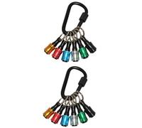 12Pcs Hex Shank Screwdriver Bits Holder, 1/4 inch Aluminum Alloy Drill Bit Holder Keychain Set Quick-Change Extension Screw Socket Adapter with Black Carabiner, Mixed Colors