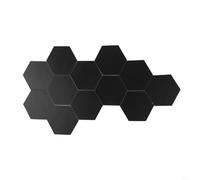 12pcs Hexagon Acrylic Mirror Tiles Wall Stickers Silver(black)