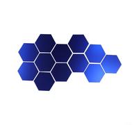 12Pcs Hexagon Acrylic Mirror Wall Stickers| 3.9x3.4 Inch DIY Reflective Tiles for Bedroom Living Room Bathroom Home Decor| Silver(blue)