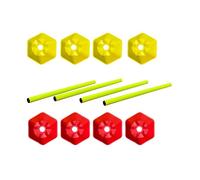 12pcs Hexagon Cone with Hurdle Pole Set of 8 Hex cones with 4 Agility Poles 50cm in Length | Obstacle course Set by Rapid