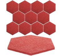 12pcs Hexagonal Felt Board Tiles Red Notice Board Soundproofing | Wall Protection, Pushpin Support, Multi Purpose Design, Decorative Notice Use, Red Felt Finish