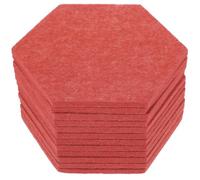 12pcs Hexagonal Wall Notice Board Felt Board Tiles Red Soundproofing | Memo Notice Board, Classroom Felt Mat for Wall Use, Protects Surfaces and Fixes Pushpins