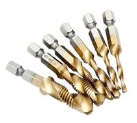 12pcs High-Speed Steel Hexagonal Shank Tap Set - Multi Size M3-M10 Spiral Groove Tap Drill Bit for Precise Drilling and Tapping(Gold 12pcs)